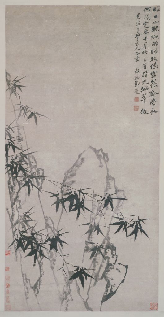 图片[1]-Zheng Xie’s ink brush, bamboo and stone picture axis-China Archive